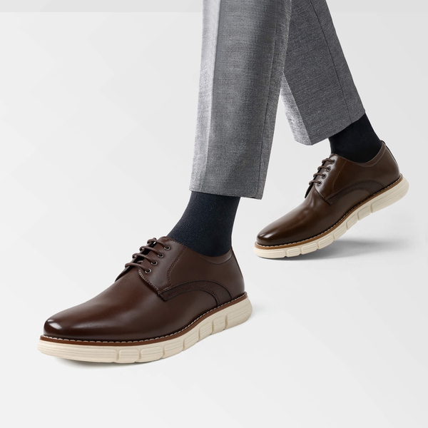 [CrossFlex NeatPolish] Men's Non-Slip Casual Oxford Sneakers - DARK BROWN - 7